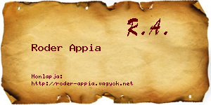 Roder Appia névjegykártya